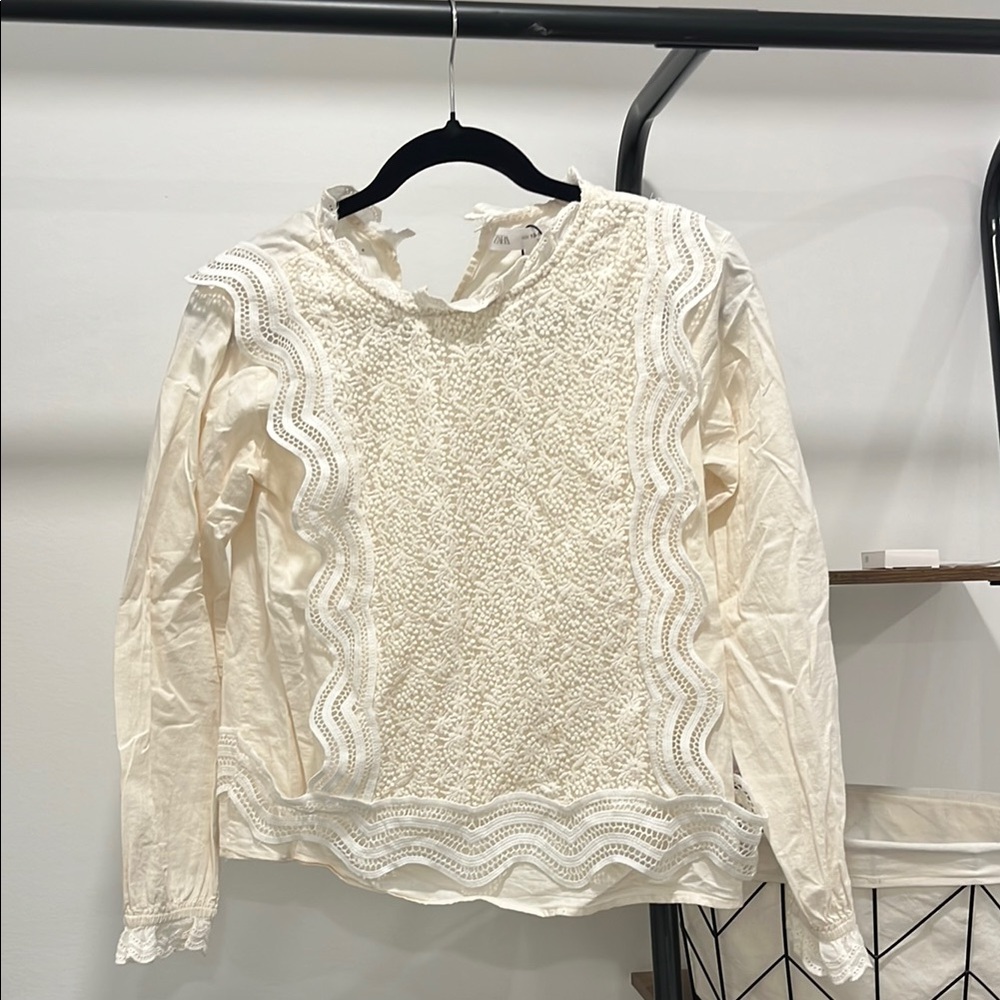 Elegant Cream Lace Women's Top